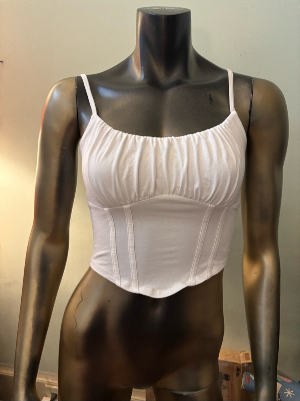 Hollister White Branded Cotton Crop Top